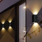 Modern Solar Black Rectangular Die-Cast Aluminum Solar LED Outdoor Wall Light Lumendat