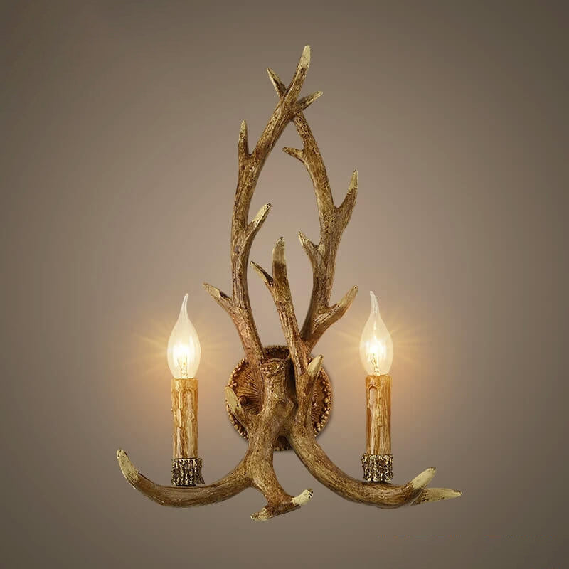 Industrial Resin Retro Antler 2-Light Creative Wall Sconce Lamp