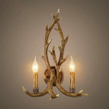 Industrial Resin Retro Antler 2-Light Creative Wall Sconce Lamp