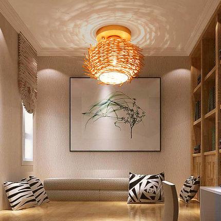 Modern Minimalist Creative Bamboo Weaving Flush Mount Ceiling Lamp Lumendat