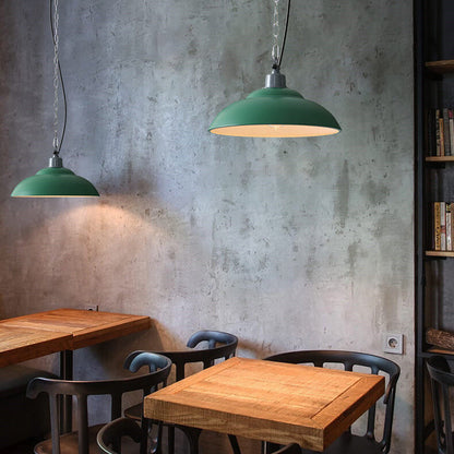 Retro Industrial Military Green Dome Iron 1-Light Pendant Light