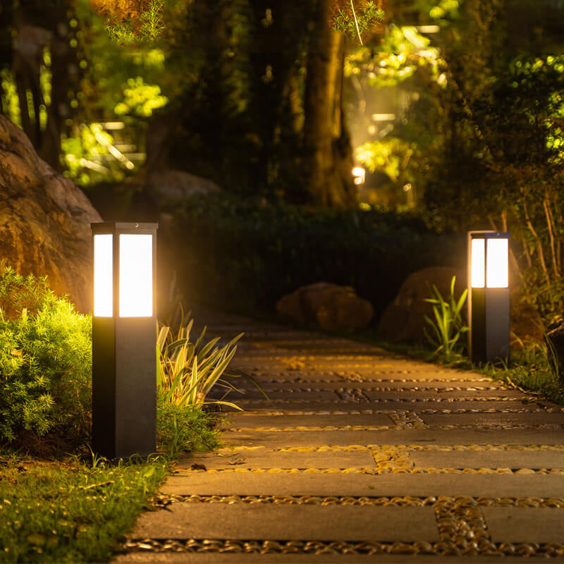 Modern Solar Lawn Square Column Outdoor Waterproof Path Lamp Lumendat