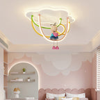 Lumendat Contemporary Creative Cartoon Astronaut Cloud Iron Aluminum Rainbow Curve LED Kids Flush Mount Ceiling Light For Bedroom Lumendat