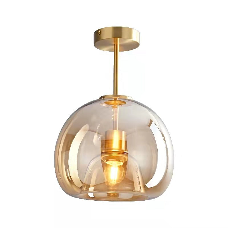 Nordic Light Luxury Round Glass Ball 1-Light Semi-Flush Mount Ceiling Light Lumendat
