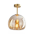 Nordic Light Luxury Round Glass Ball 1-Light Semi-Flush Mount Ceiling Light Lumendat
