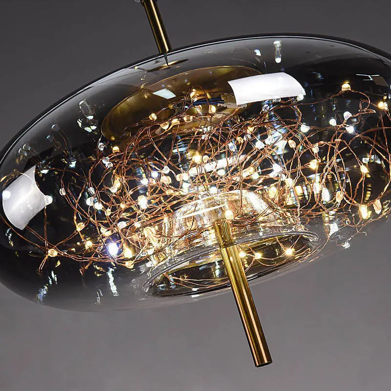 Contemporary Scandinavian Cylinder Oval Glass 1-light Pendant Light for Bedroom Lumendat
