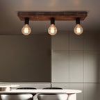 Retro Creative Solid Wood Glass Lampshade 3-light Flush Mount Ceiling Light