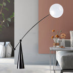 Contemporary Creative Tapered Base Fishing Rod Orb Iron Glass 1-Light Standing Floor Lamp For Living Room Lumendat