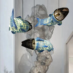 Traditional Chinese Koi Fish Iron Pvc Fabric 2/4 Light Chandelier for Dining Room Lumendat