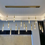 Contemporary Scandinavian Water Drops Metal Glass LED Pendant Light for Bedroom BulbSquare