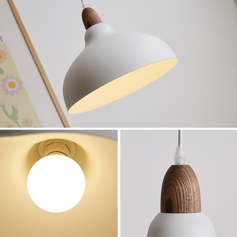Traditional Japanese Solid Wood Dome Round Hardware 1-Light Pendant Light For Living Room Lumendat
