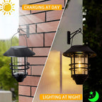 Contemporary Retro Solar Waterproof Aluminum Glass Lantern Cylinder 1-Light Hanging Wall Sconce Lamp For Outdoor Patio Lumendat