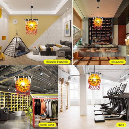 Modern Creative Basketball Iron Glass Mesh Rope 1-light Pendant Light