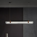 Modern Minimalist Leather Acrylic Linear LED Island Light Pendant Light for Living Room BulbSquare