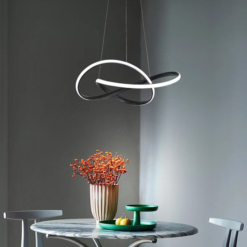 Modern Minimalist Aluminum Twist Ring LED Island Light Pendant Light for Dining Room