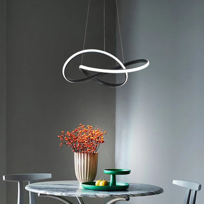 Modern Minimalist Aluminum Twist Ring LED Island Light Pendant Light for Dining Room