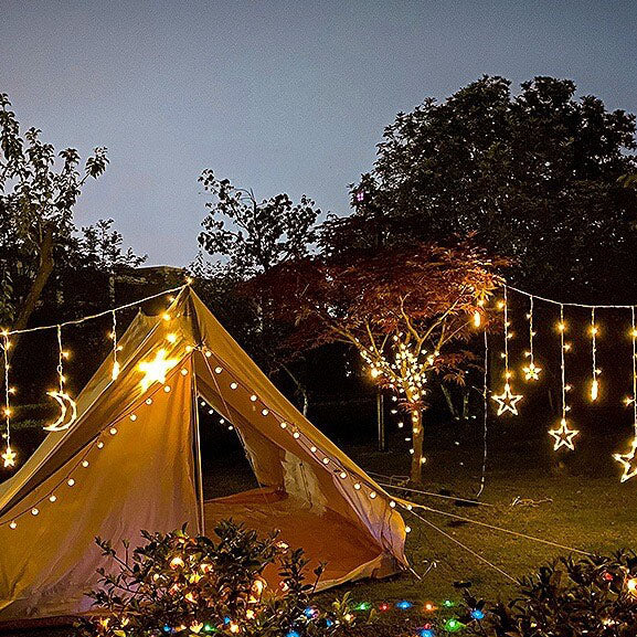 LED Solar Star Moon Curtain Light Christmas Outdoor Patio Decorative Camping String Lights Lumendat