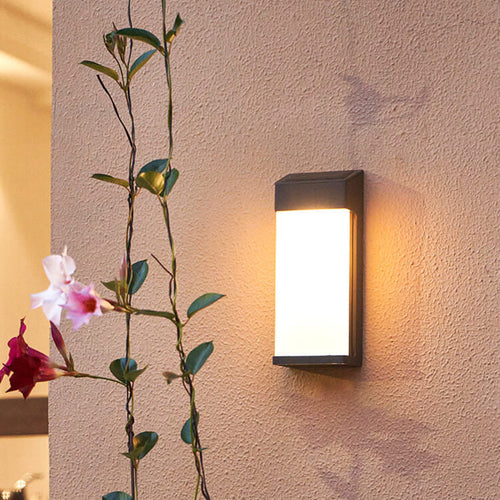 Solar Square Frosted Glass Waterproof Outdoor LED Wall Sconce Lamp