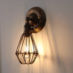 Traditional Vintage Cage Iron 1-Light Wall Sconce Lamp For Living Room Lumendat