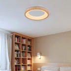 Nordic Minimalist Log Wood Round LED Flush Mount Ceiling Light Lumendat