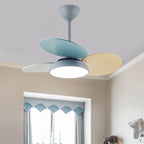 Lumendat Simple Colorful Round Fan Leaf Kids Downrods Ceiling Fan Light Lumendat