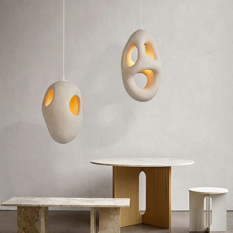 Japanese Wabi-sabi Resin Geometric Circle 1-light Pendant Light BulbSquare