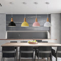 Nordic Minimalist Macaron Solid Color Aluminum Wood 1-light Pendant Light BulbSquare