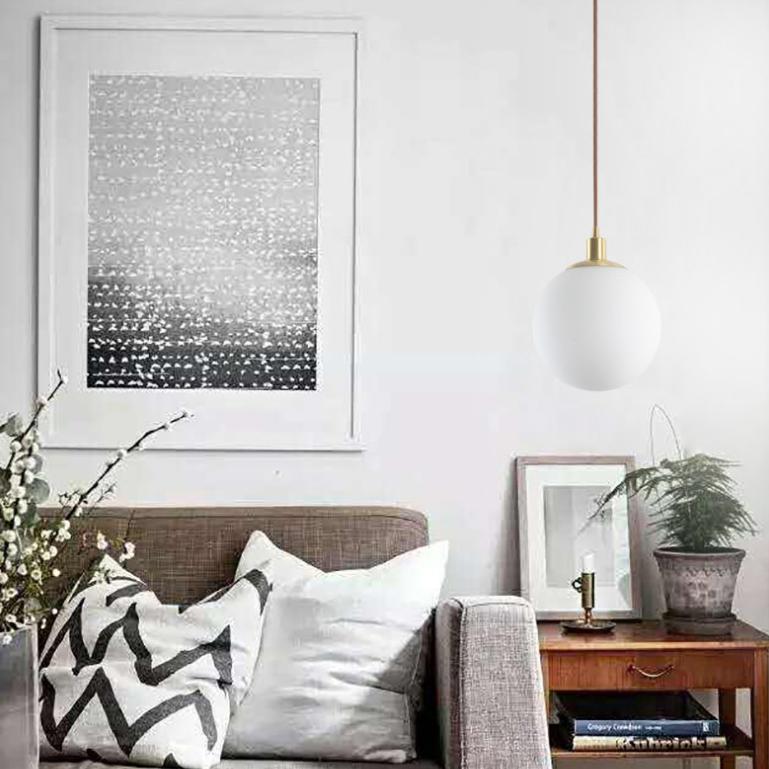 Nordic Minimalist Milky White Glass Ball 1-light Pendant Light