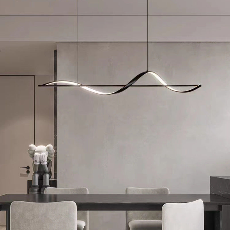 Modern Minimalist Linear Aluminum Silicone LED Island Light Chandelier for Dining Room