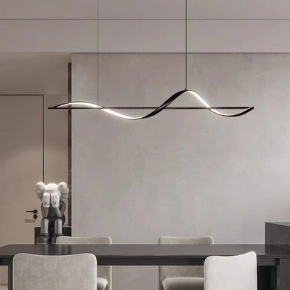 Modern Minimalist Linear Aluminum Silicone LED Island Light Chandelier for Dining Room