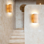 Contemporary Nordic Resin Striped Half Cylinder 2-Light Wall Sconce Lamp for Living Room Lumendat