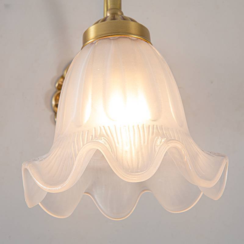 European Vintage Floral Copper Glass 1-Light Wall Sconce Lamp Lumendat