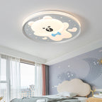 Lumendat Contemporary Creative Kids Round Bear Iron Acrylic LED Flush Mount Ceiling Light For Bedroom Lumendat
