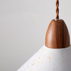 Modern Minimalist Cone Iron Solid Wood Grain 1-Light Pendant Light For Living Room