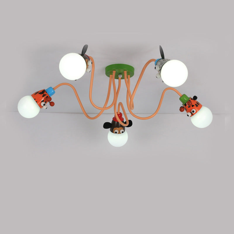 Lumendat Cartoon Creative Animal Light Head 3/4/5 Light Kids Semi-Flush Mount Ceiling Light Lumendat