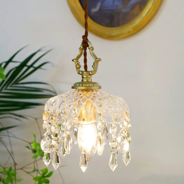 Vintage Decorative Floral Crystal 1-light Pendant Light Lumendat