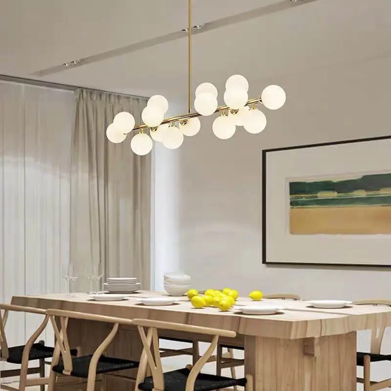 Nordic Light Luxury Magic Bean Glass Ball 16-light Island Light Chandelier Lumendat