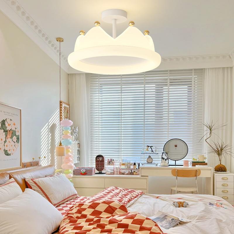 Contemporary Creative Kids Crown Iron Pe LED Semi-flush Mount Ceiling Light for Bedroom