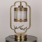 Chinese Glass Full Copper Carved 1-Light Table Lamp Lumendat