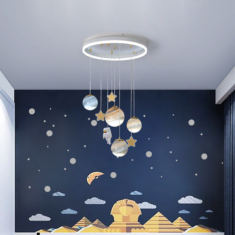 Lumendat Contemporary Creative Aluminum Round Shade Acrylic Glass Ball LED Kid's Flush Mount Ceiling Light For Bedroom Lumendat