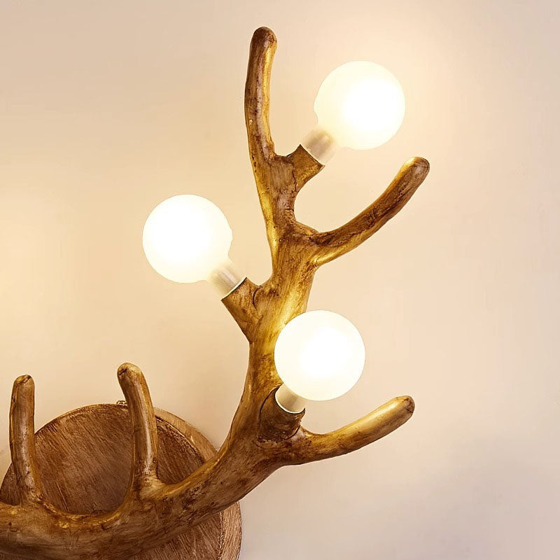 Nordic Creative Resin Antler Tree Branch Glass Ball 6-Light Wall Sconce Lamp Lumendat