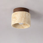 Traditional Vintage Round Travertine 1-light Flush Mount Ceiling Light for Hallway BulbSquare