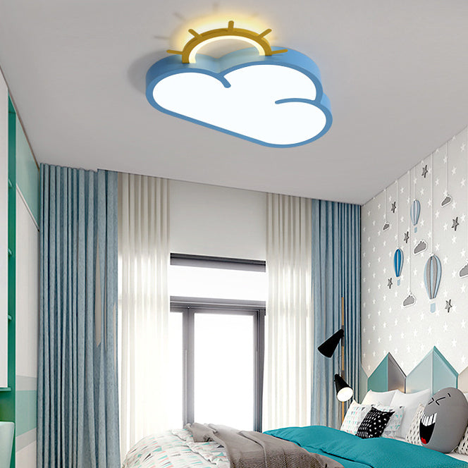 Lumendat Contemporary Creative Cartoon Cloud Sun Acrylic Shade LED Kids Flush Mount Ceiling Light For Bedroom Lumendat