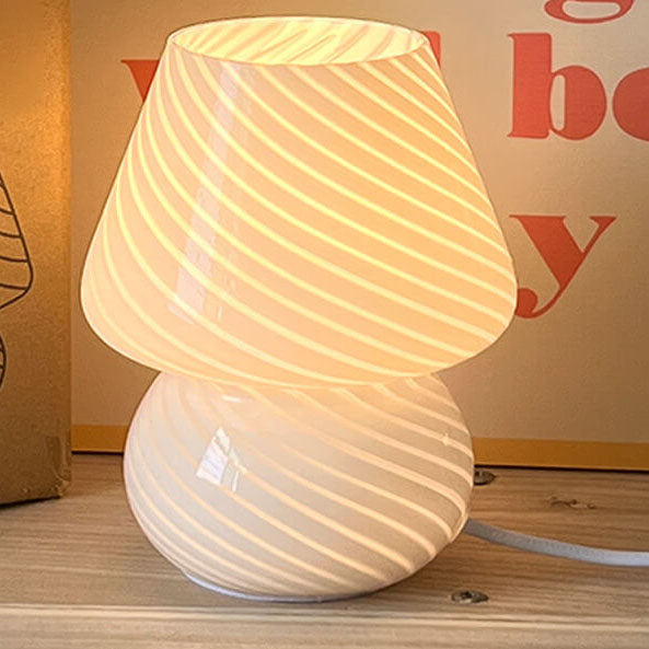 Modern Minimalist Striped Mushroom Glass 1-Light Table Lamp Lumendat