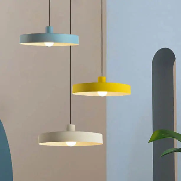 Modern Minimalist Aluminum Disc 1-light Pendant Light for Living Room BulbSquare