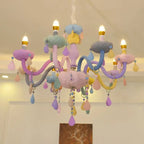 Modern Children's Princess Macaroon Candelabra Crystal Glass 5/6/8/10/12/15 Light Chandelier Lumendat