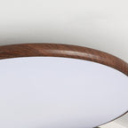 Modern Minimalist Iron Wood Grain Round LED Semi-Flush Mount Ceiling Light For Living Room