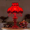 European Wedding Red Fabric Tassel Resin 1-Light Table Lamp Lumendat