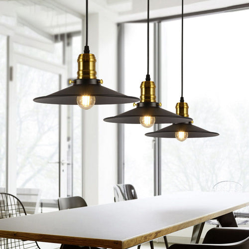 Vintage Industrial Iron Round Barn 1-Light Pendant Light