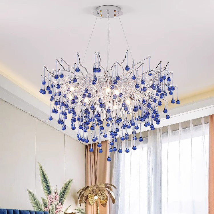 Modern Luxury Crystal Glass Aluminum Branch Water Drop 6/8/10/14 Chandeliers for Dining Room